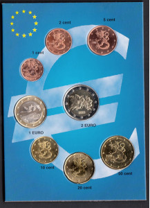 FINLANDIA serie completa 8 monete con date miste Fdc